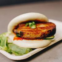 Pork Bun · Spicy. Braised pork belly, hoisin, sriracha, cucumber, and scallions.