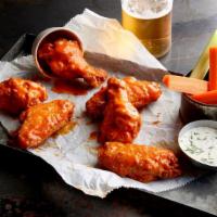 Buffalo Chicken Wings (Gs) · Crispy-fried cauliflower drizzled with Nashville hot sauce and served with ranch dressing.