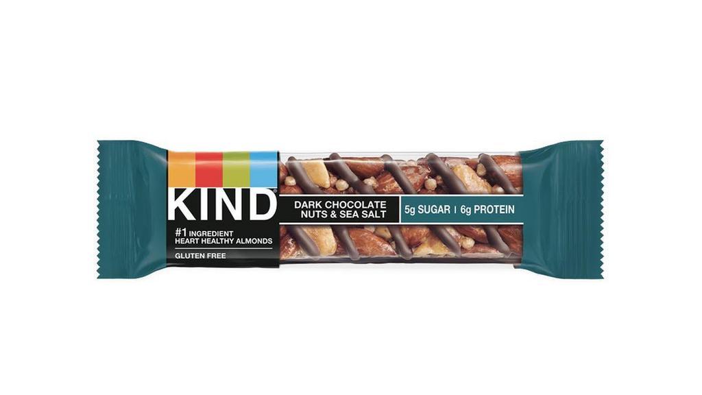 Kind Bar - Dark Chocolate Nuts & Sea Salt · This bar is a simple flavor combination of sea salt sprinkled over whole nuts and dark chocolate – a low sugar satisfying snack.