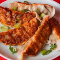 5 Pack Potstickers · Pan-Seared with your choice of filling between Ginger Chicken and Green Vegetable.