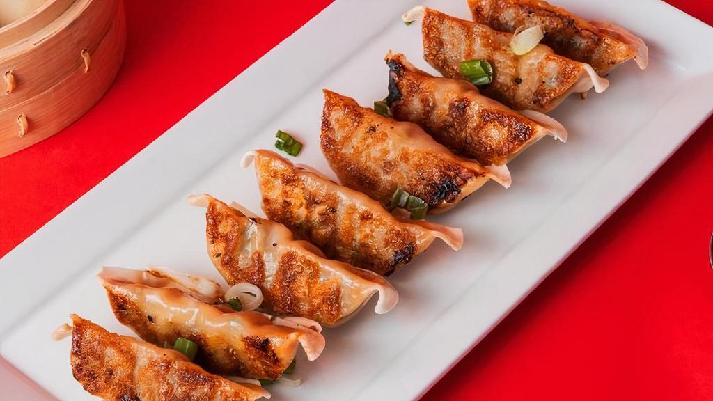 8 Pack Potstickers · Pan-Seared with your choice of filling between Ginger Chicken and Green Vegetable.