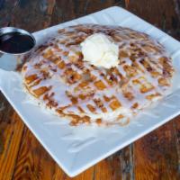 Cinnamon Bacon Pancakes · Cinnamon and bacon infused, drizzled with a cream cheese icing.