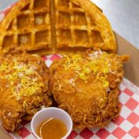 Chicken 'N Buttermilk Waffle · 2 pieces of chicken served with a buttermilk waffle and syrup. Choice of 2 wings, 2 tenders ...