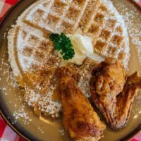 2 Piece With Waffle · 2 pieces of chicken, 1 waffle with maple syrup.