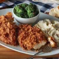 Sunday Homestyle Chicken® · Two boneless chicken breast, hand-dipped in our special buttermilk batter, breaded and deep ...