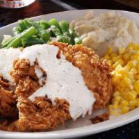 Chicken Fried Chicken · A generous portion of our Sunday Homestyle Chicken® topped with Sawmill Gravy. Served with y...