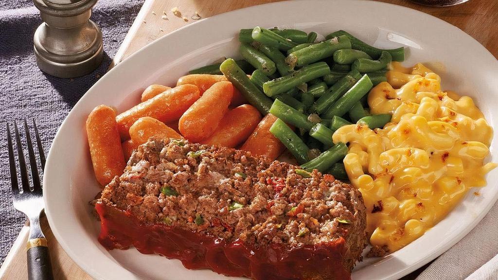 Meatloaf · Our special recipe Meatloaf with tomatoes, onions and green peppers. Served with hand-rolled Buttermilk Biscuits (160 cal each) or Corn Muffins (210 cal each)..