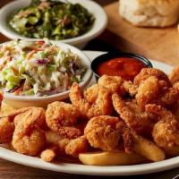 Country Fried Shrimp · Our buttermilk breaded fried shrimp served with hushpuppies plus choice of two Country Sides...