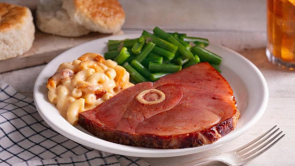 Sugar Cured Ham · Served with your choice of 2 or 3 Country Sides and hand-rolled Buttermilk Biscuits (160 cal each) or Corn Muffins (210 cal each)..