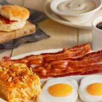 Old Timer'S Breakfast · Starts with two farm fresh eggs* and grits. Plus your choice of Fried Apples or Hashbrown Ca...