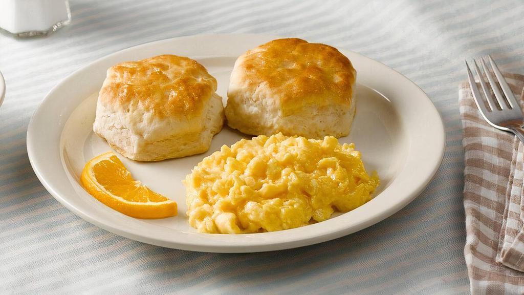 Two Eggs N' Biscuits · Two farm fresh eggs* served with Buttermilk Biscuits..