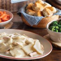 Signature Chicken N’ Dumplins Family Meal Basket · Gather ‘round a guest favorite at home with chicken tenderloins and scratch-made dumplins si...
