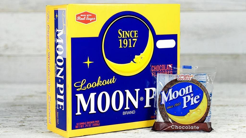 Moonpie, Chocolate, 2.75 Oz, 12 Count Pack · The Original Chocolate MoonPie is made with real sugar. This chocolate-flavored marshmallow pie sandwich will win over kids and adults alike. The mid-sized MoonPie comes packed in 12 individually wrapped MoonPies for your convenience.
