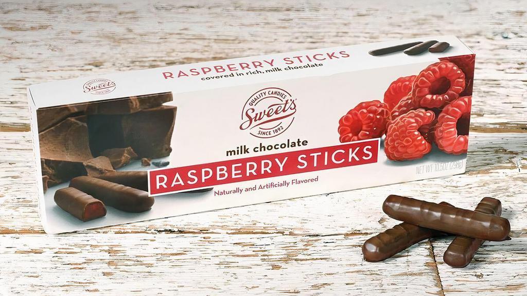 Milk Chocolate Raspberry Sticks · Turn back the time with this timeless confection. Enjoy raspberry jelly centers blanketed in milk chocolate. Each 10.5 oz box includes approximately 38 sticks for you to enjoy.