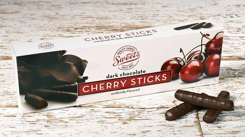 Dark Chocolate Cherry Sticks · Dark Chocolate and Cherry, what a great match for your sweet tooth. Enjoy cherry jelly centers blanketed in dark chocolate. Each 10.5 oz box includes approximately 38 sticks for you to enjoy.