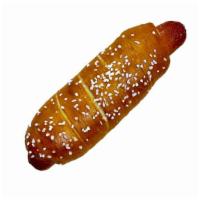 Pretzel Dog · Hebrew National hot dog wrapped in pretzel dough