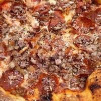 Meatlovers · Mozzarella, tomato sauce, pepperoni, bacon, sausage, spicy salumi.