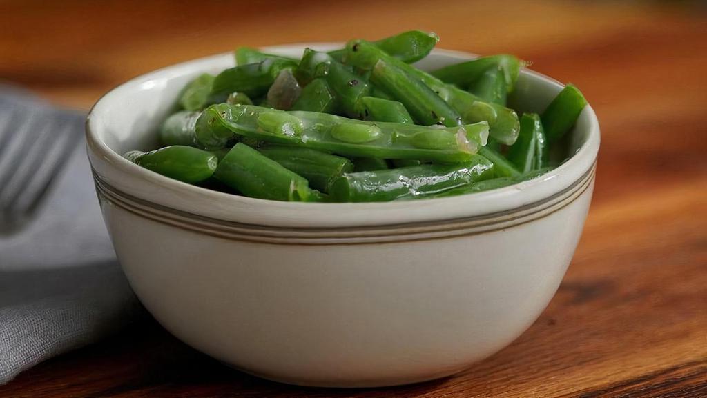 Green Beans (Individual) · Homestyle green beans slow simmered with a hint of pork seasoning..