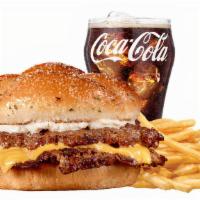 Garlic Double Steakburger Combo · Comes with fries and a regular soft drink