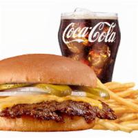 Single 'N Cheese Steakburger Combo · Comes with fries and a regular soft drink