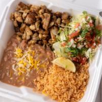 Pollo Asado Plate · All combination plate include rice and beans.
