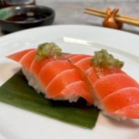Tuna Nigiri · Our red tuna topped with wasabi relish