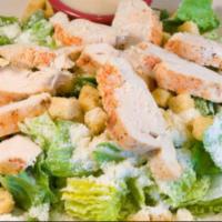 Chicken Caesar Salad · Romaine Lettuce, Parmesan Cheese, Croutons, Chicken Breast & your choice of dressing.