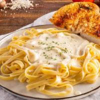 Fettuccine Alfredo · A Jumbo portion of fettuccine pasta served in our creamy alfredo sauce.