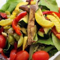Grilled Vegetable Salad · Zucchini, squash, portabella mushrooms, bell peppers, grape tomatoes and field greens with a...