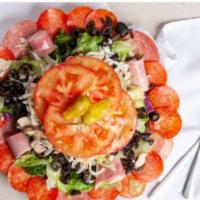 Large Antipasto Salad · Mixed greens, pepperoni, salami, tomato, pepperoncini, ham, cheese, olives & mushrooms