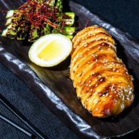 Grilled Chicken Breast  · Grilled and served with Teriyaki Sauce, Asparagus and Lemon