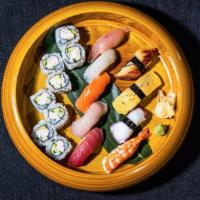 Sushi Moriawase · 1 ea.Nigiri, Tuna, Yellowtail, Albacore, Kampachi, Halibut,Tako, Tamago, Shrimp, Unagi serve...