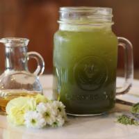 The Resurrection · Mint and tropical green tea, matcha, b-vitamins, honey, agave and a hint of lemon.