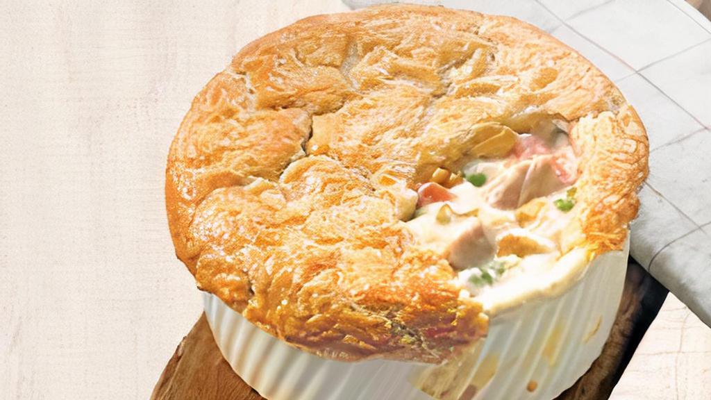 Pot Pie Family Meal  · Choose 4 pot pies, choice of all chicken, all Shepard Pot pies or two of each. Served with Cornbread and a Family salad with choice of dressing.  Specify which pot pies yu would like and choice of ranch, 100, blue cheese, honey mustard or italian.