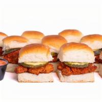 Fried Chicken Sliders Combo · 3 fried chicken bites, served Classic or Spicy, with dill pickle on a buttered Hawaiian brea...
