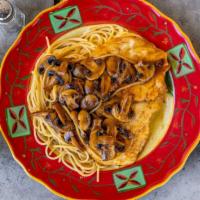 Pollo Marsala · Chicken breast sautéed with mushrooms, garlic and shallots in a delicious creamy marsala dem...