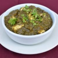 Saag Aloo · Vegan, gluten-free. Pureed spinach leaves and bite-sized potatoes with onions, ginger, and g...