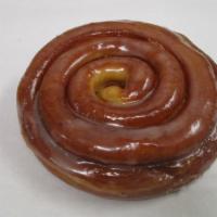 Cinnamon Roll · Raised yeast donut rolled in cinnamon, coated in glaze.