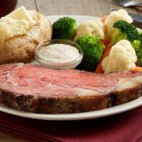 Our Hand-Carved  10Oz Prime Rib · This tender, seasoned Prime Rib is paired with your choice of 2 sides and choice of soup or ...