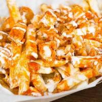 Bird Box Sweet Chili Loaded Fries · Always Fresh! Never Frozen! JUMBO hand breaded chicken tender chopped on top of large portio...