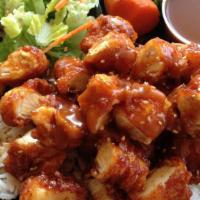 Spicy Crispy Chicken Plate · This is the dish you came here for. Juicy white meat chicken coated with a spicy, crispy bat...