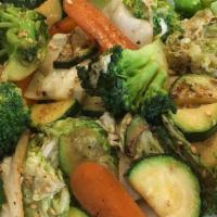 Stir Fry Vegetables Plate · Veggie lovers rejoice! a heaping helping of stir-fried broccoli, carrots, zucchini, and Napa...