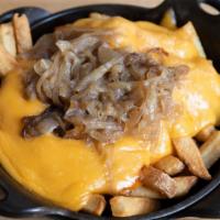 Beast Fries · Beef tallow fries, bacon 1000 island dressing, Americanized dashi cheese, schmaltz onions