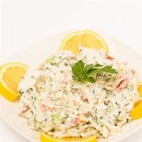 Crab Salad · Crab meat, celery, dill, mayo.