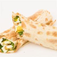 Morming Cure · Eggs, feta cheese, tarragon, butter, green onion, wrapped in paradise lavash.