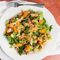 Chinese Salad (No Chicken) · Romaine lettuce, shredded red cabbage, and carrots tossed in our Asian sesame dressing and g...