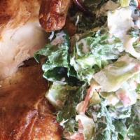 1/2 Chicken With 1 Side · Half a chicken (leg, thigh, breast and a wing) of our delicous rotisserie chicken. Accompani...
