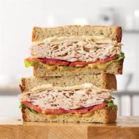 Roast Turkey & Swiss · Oven-roasted turkey, ripe tomatoes, lettuce, thinly sliced red onions, Swiss Cheese, mayo an...