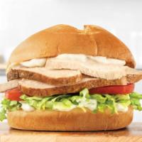 Roast Classic Chicken Sandwich · Slow roasted chicken with lettuce, tomato and mayo on a toasted specialty bun. Visit arbys.c...