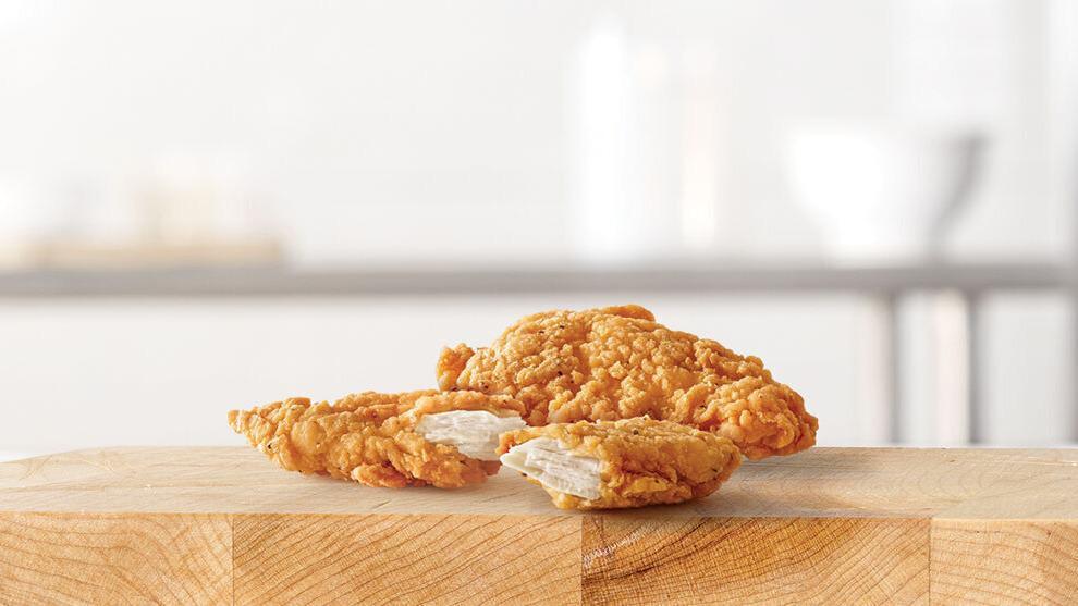 Prime-Cut™ Chicken Tenders · 3 crispy chicken tenders served with your choice of dipping sauce. Visit arbys.com for nutritional and allergen information.